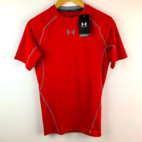 NWT Under Armour Men's Red HeatGear Compression T-Shirt Short Sleeves Sz Medium - Picture 1 of 6